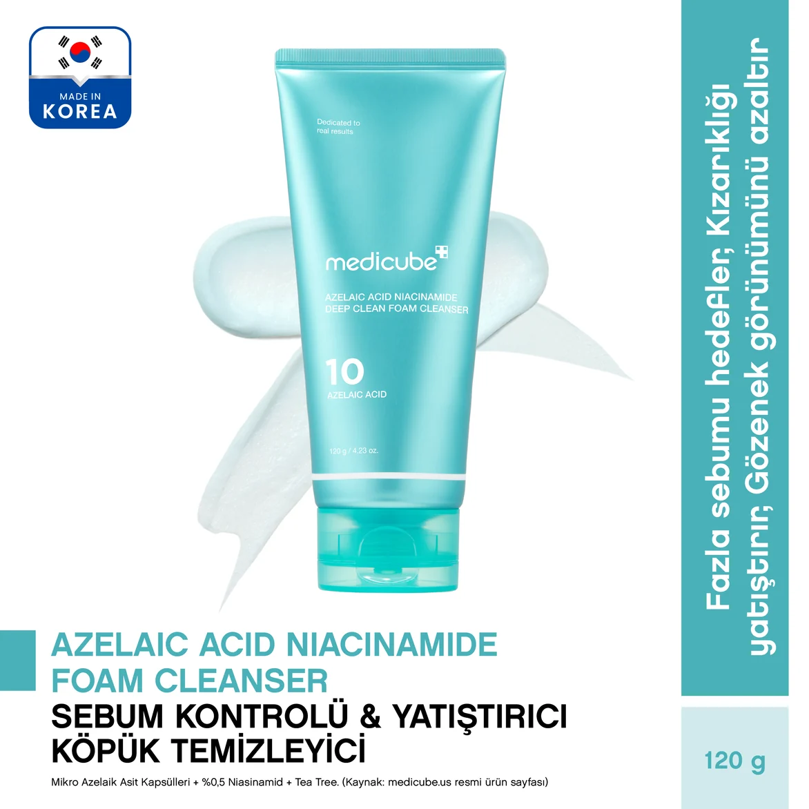 Medicube Azelaic Acid Niacinamide Deep Clean Foam Cleanser 120g