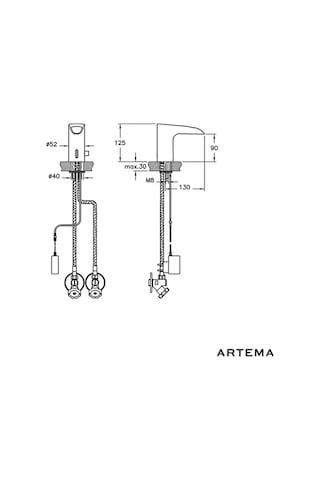 Artema Aquasee A47076 Şelale Akışlı Çift Su Girişli Elektrikli Fotoselli Lavabo Bataryası - 9096689656905
