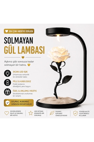 Moonlamp Beyaz Gül Dekoratif Hediyelik Lamba