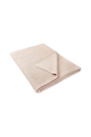 The White Company Lyra Throw, Yumuşak Pamuk Örgü Battaniye, 140 X 200 Cm Polyester Battaniye Bej Tek Ebat