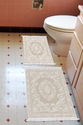 Eko Trend Djt 2 Li Yıkanabilir Kaymaz Taban Banyo Paspas Klozet Takımı 747 Klasik Bej 60 X 100 - 50 X 60