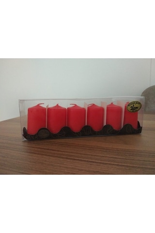 6'Lı Kokusuz Bozkurt Silindir Mum 3*6Cm Kırmızı (372866026)