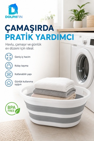 Katlanır Sele 35 Lt Ev Dolap Banyo Düzenleyici Organizer Beyaz-gri