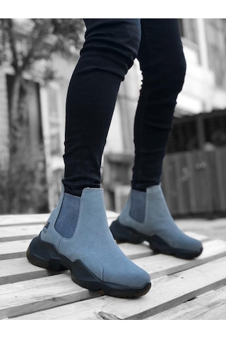 Bpm BA0444 Bağcıksız Rahat Yüksek Taban Füme Erkek Spor Yarım Bilek Bot