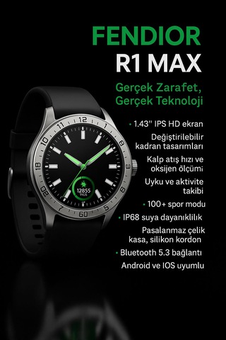 Fendior R1 MAX 1.43" Akıllı Saat (İthalatçı Garantili)