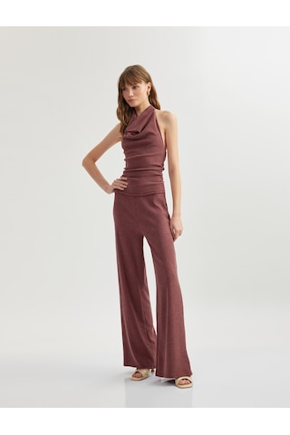 Koton Kolsuz Dokulu Halter Yaka Bluz Bordo 5sak10259ek Bordo