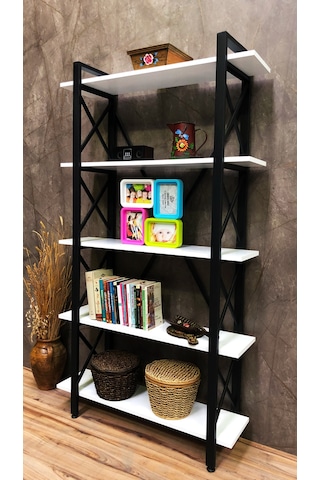 Demo Tanraf Moda Lüx 5 Raflı Kitaplık Dekoratif Raf 180X100 Cm. Ebat