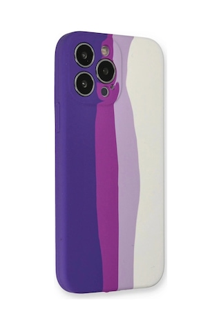 Durukar iPhone Uyumlu 13 Pro Kılıf Ebruli Lansman Silikon - Mor-beyaz