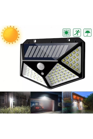 Sge Teknoloji Siyah Solar Güneş Enerjili Hareket Sensörlü 4 Taraflı Bahçe Garaj Ev Aydınlatma Lambası 14425615