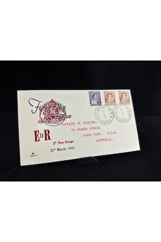 Eıır 1962 Kraliçe Elizabeth Pullu Avustralya İlk Gün Zarfı Fdc Captain W. Wilding Postalanmış