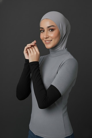 Sonbaharmoda Kadın Tesettür Likralı Esnek Düz Penye Kolluk Siyah