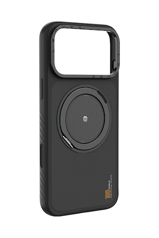 Apple Uyumlu iPhone 17 Pro Max  Kılıf M-safe Şarj Özellikli Metal Standlı Lenyes Ck225 Kevlar Kapak Siyah Siyah