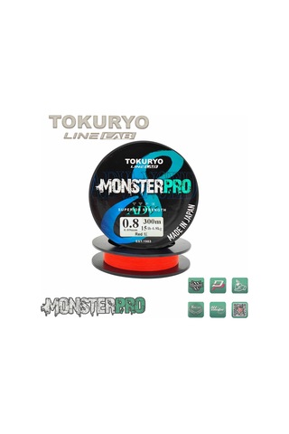Tokuryo Lıne Lab Monsterpro X8 0.8pe 0.09mm 15ıb 6.8kg Red 300mt