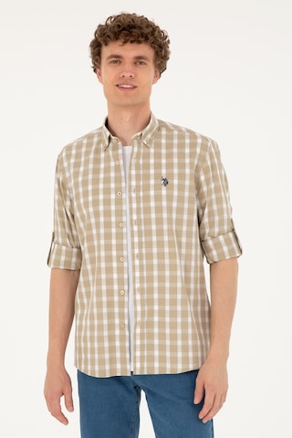 U.s. Polo Assn. Erkek Açık Haki Gömlek Desenli 50288665-vr183 Açık Haki