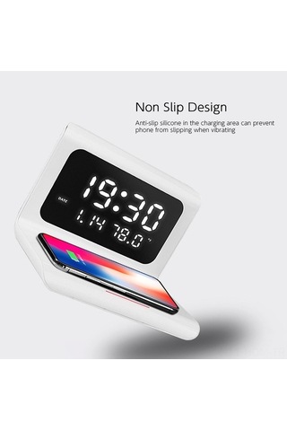 Supermarket1 3 Lü Akıllı Saat: Alarm, Termometre & Kablosuz Şarj - Siyah