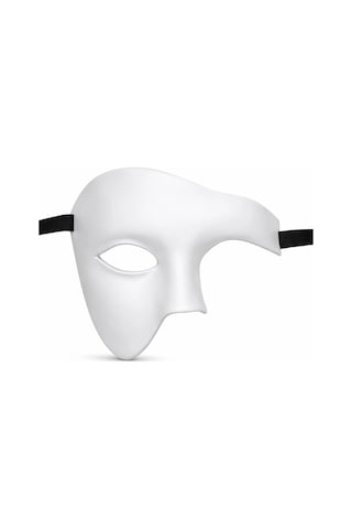 Beyaz Yarım Erkek Maske - Phantom Parti Balo Maskesi 13+