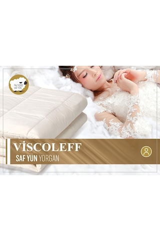 Viscoleff Dokuma Çift Kişilik Yün Yorgan Krem