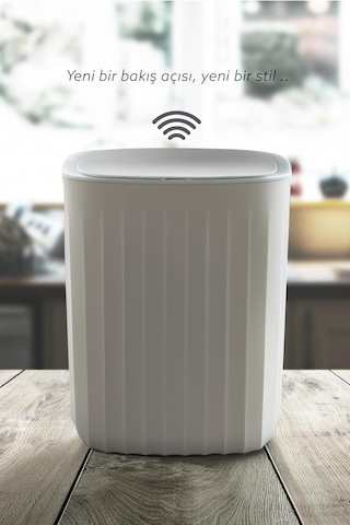 Okyanus Home Süper Hijyenik Pilli Çöp Kovası Beyaz