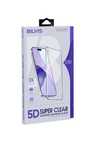 Apple iPhone Uyumlu, 15 Pro Max Bilvis 5d Super Clear Diamond Cam Ekran Koruyucu