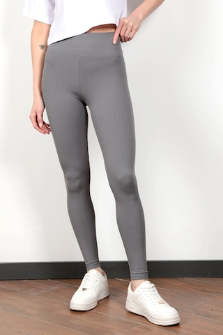 Giysa Toparlayıcı Gri Kadın Kaşkorse Fitilli Spor Yoga Tayt - 4102 Koyu Gri