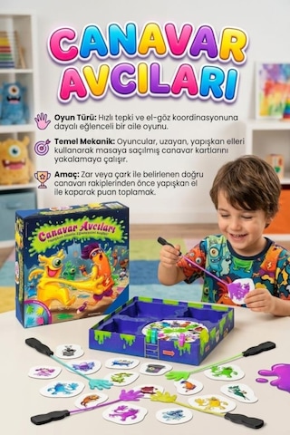 Canavar Avcıları 25 Parçalı 2-4 Kişilik 15 Dk Oyun Süresi Eğlenceli Eğitici Aile Kutu Oyunu Seti