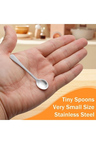 Dofolink 8'li Paslanmaz Çelik Minik Baharat Kaşığı Seti - 2.8 İnç, Tuz Şeker Kavanozları İçin Dayanıklı, Kolay Temizlenir Servis Kaşıkları