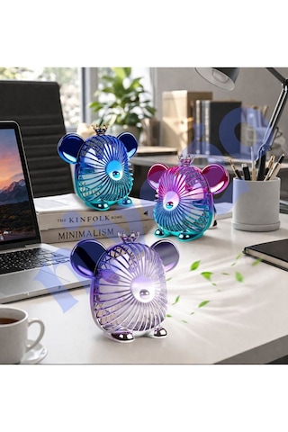 Dekoratif Tasarımlı Şarj Edilebilir 1200 Mah Bataryalı Masaüstü Fan Vantilatör Pervane