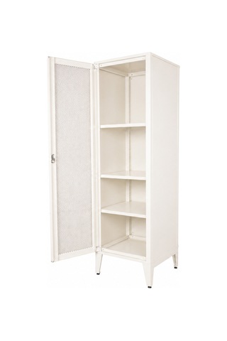 Alfafonet Ziglat Serisi Kilitli Metal Home Office Dolabı %70 Perfore Kapaklı Mat Beyaz Ral 9003 450x1500x450 Mm