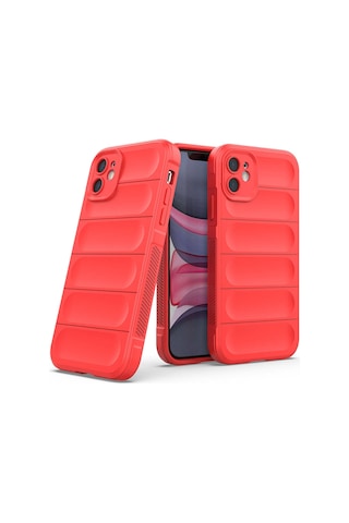 Kilifone - Apple Uyumlu iPhone 11 - Kılıf Esnek Tpu Oyuklu Arka Yüzey Tasarımlı Etnik Silikon Kapak - Kırmızı