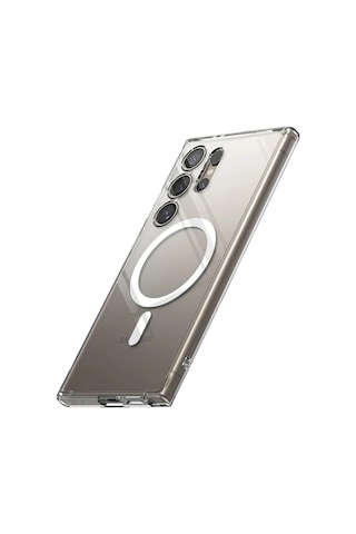 Newface - 475 - Samsung Galaxy Uyumlu S24 Ultra Kılıf Magneticsafe Şeffaf Silikon - Csmo-tex - - Şeffaf