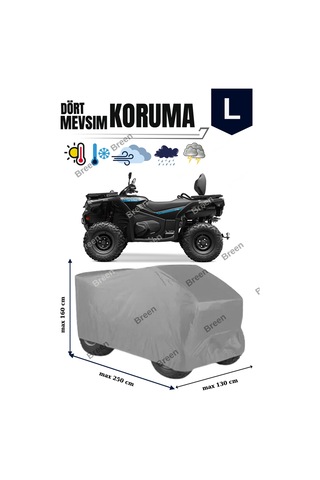 Gri Atv Brandası, L Beden, Koruma Örtüsü, Dayanıklı, Su Geçirmez, Güneşten Korur