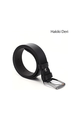 Gönderi R Siyah Hakiki Deri 4 Cm Kot Kemeri Siyah
