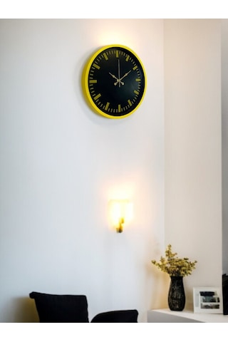 36 Cm Sarı Dekoratif Duvar Saati Renkli 91546540