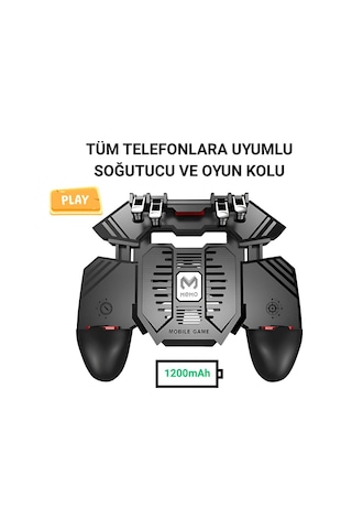 Polham 1200mah Şarjlı Telefon Soğutucu Ve Oyun Kolu, 6 Parmak Mobil Oyun Konsolu, Tüm Telefonlara Uyumlu