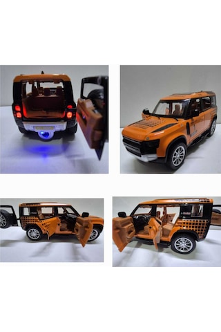 Diecast Model Metal Oyuncak Araba Land Rover Jip Defender Modifiyeli Koleksiyon Jeep 20cm Suv Oranj Diğer