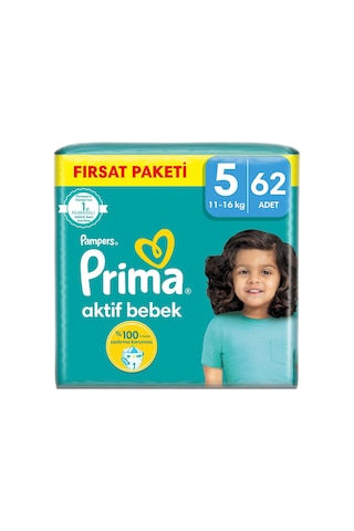 Prima Pampers Aktif Bebek Mega Fırsat Paketi Bebek Bezi 11-16 KG 5 Beden 62 Adet