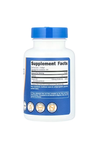 Nutricost Vitamin D3 5,000 Iu 240 Softgels