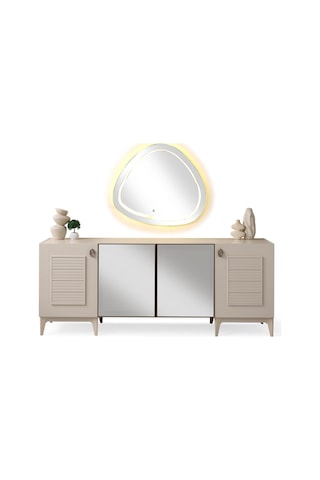 Sude Modern Dolaplı Çekmeceli Aynasız Konsol 200 50 78 Vizon