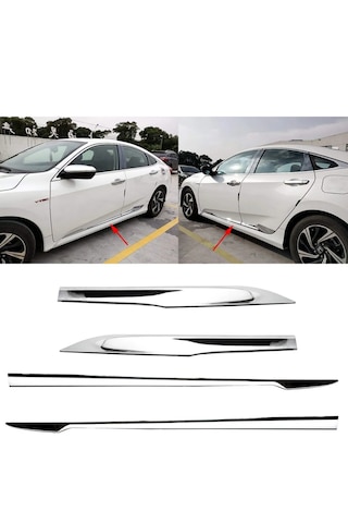 Honda Civic Fc5 Krom Kapı Çıtası Nikelaj 4 Parça Plastik 16-21