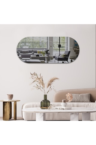 Ayna Füme Ayna Victory Tasarım Kanallı Oval Ayna 50cm X 120c Füme