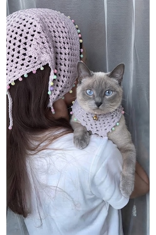 El Emeği Anne Ve Kedi Seti Açık Lila