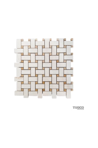 Tuqco Doğal Taş Basket Weave Myra Honlu Mermer Mozaik