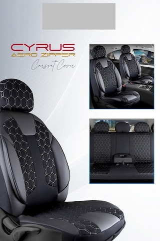 Hyundai Accent Yumurta Kasa Yarı Deri Oto Koltuk Kılıfı Ön Arka Set Cyrus Siyah Beyaz Fs