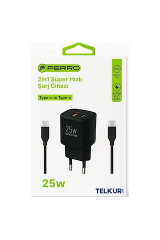 Ferro W25 Qualcom Usb & Pd Çift Çıkışlı Süper Hızlı Şarj 3.0 Amper Ferro W25 Qualcom Usb & Pd Çift Çıkışlı Süper Hızlı Şarj 3.0 Amper
