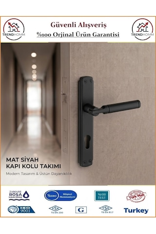Trendhomm Parçalı Aynalı - Mat Siyah - Yale Dış Çelik Kapı Kolu
