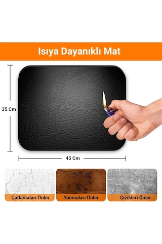 Valerine Life Airfryer Matı Isıya Dayanıklı Su Geçirmez Kaymaz Yıkanabilir Siyah 35 x 45 CM