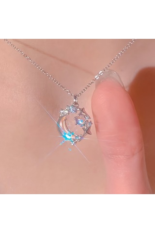 Tcherchi Yıldız Ay Aytaşı Kolye Gümüş