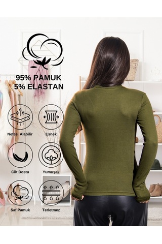 Kaşkorse Yarım Boğaz Body Sweatshirt, Fitilli Kumaş, Likralı, Bordo Asker Yeşili