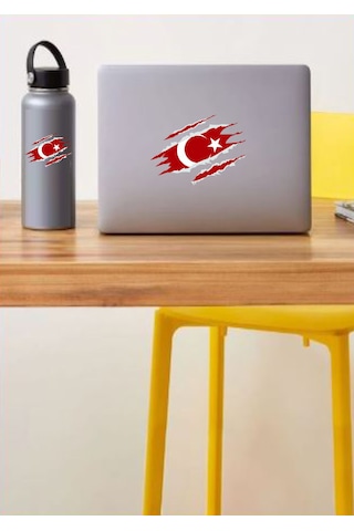 Yırtıklı Türk Bayrağı Sticker - Paçalı Türk Bayrağı Ay Yıldız Sticker - Araba Oto Mtosiklet Karavan Sticker - 00034 30x22 Cm
