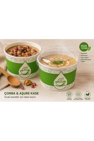 Şeffaf Kapaklı Karton Çorba-aşure Kasesi 16 Oz 25 Adet